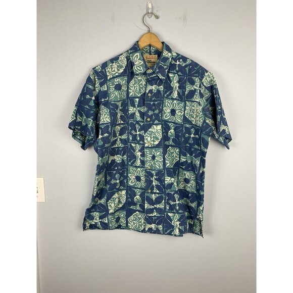 Reyn Spooner Alfred Shaheen Hawaiian Shirt Men Size Large L Floral Blue Collared - Picture 3 of 11